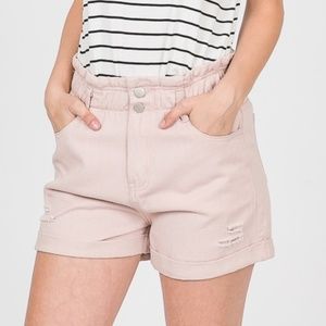 Light Pink PAPER BAG Denim Shorts